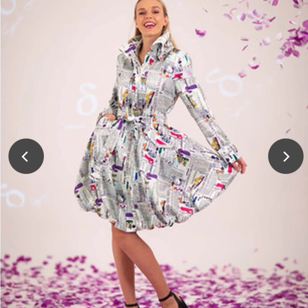 SAMUEL DONG Paris print bubble trench raincoat coat dress